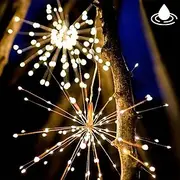 Solar Lights Outdoor LED Starburst Lights LED Fireworks Bouquet Outdoor Solar Garden Lights 40 Branches 200LED Hanging Broom Copper Wire Lantern Outdoor Party