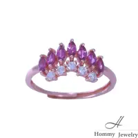 在飛比找momo購物網優惠-【Hommy Jewelry】紅石榴紫牙屋 戒指(Noble