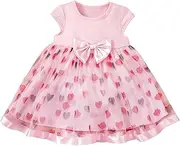 [Generic] Pageant Dresses for Girls Dress Short Sleeve Mesh Love Cute Dresses Kid