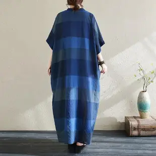 【Pure 衣櫃】復古棉麻印花連身裙洋裝(KDDY-1057)