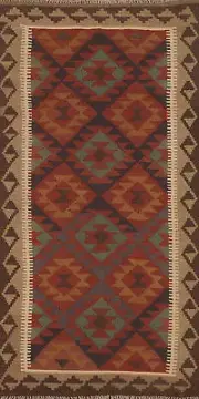 Tribal Nomadic-inspired Reversible Kilim Kelim Rug Runner for Hallway 3x7 ft.