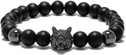 [IBOWZ] Crystal Bracelet Bead Bracelets Chakra Bracelets for Women, 7 Chakra Natural Frosted Stone Beads Bangle Black Wolf Animal Yoga Jewelry Elastic Energy Bracelets Unlimited Charm Diffuser Women