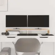 Monitor Stand Riser Computer Laptop TV Desktop Table Storage Shelf Wood 100cm