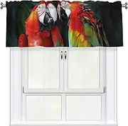 LHBWCVN Two Colored Parrots Valances for Windows, Rod Pocket Window Treatment Drapes Farmhouse Kitchen Curtains Short Blackout Window Curtains for Living Room Bedroom Decor 54x18 Inch