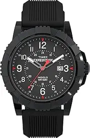 [Timex] Men's TW4B32000 Black Expedition Ridge 43mm Silicone Strap Watch