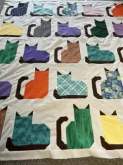 Unfinished Amish Iowa Quilt Top, Queen Size, 71x82 Sassy Cat Quilt Top, Handmade