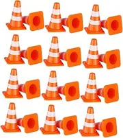 CIYODO 24pcs Orange Mini Traffic Cones Kids Tiny Road Signs Miniature Construction Cones Small Safety Barriers Parking Lot Model for Learning Driving Rules Dollhouse Accessories