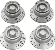 Musiclily Pro Left Handed Metric Coarse 18-Spline Top Hat Bell Knobs Tone Volume Control Knobs for Epiphone LP SG Style Electric Guitar, Silver (Set of 4)