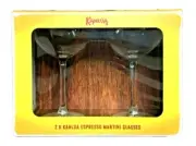 Genuine 2 x Kahlua Espresso Martini Glasses Clear Glassware Gift Set