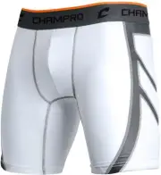 CHAMPRO Wind Up Compression Polyester/Spandex Sliding Short, White, Youth Medium