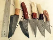 CUSTOM HAND MADE DAMASCUS STEEL FIXED BLADE SKINER KNIFE 65(lot of 5).