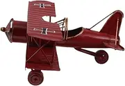 SHINEOFI Vintage Iron Airplane Model Retro Biplane Desktop Ornament Metal Craft Decoration for Home Offices Kids Room Aviation Collectible