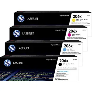 HP 206X W2110X(黑色)/W2111X(藍色)/W2112X(黃色)/W2113X(紅色) 原廠碳粉匣 四色一組