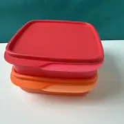 Tupperware Eco Lunch It Divided Container Set Orange And Red Set Of 2 New