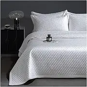 Quilt Set Full/Queen King Size 3 Piece Bedspread Double Sided 500TC Cotton Lightweight Coverlet Bedding Soft Summer Blanket(White,230x245cm+48x74cm x2)