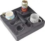 Couch and Bed Cup Holder Pillow, Sofa Refreshment Tray for Drinks/Remote Control/Snacks Holder (Gray)
