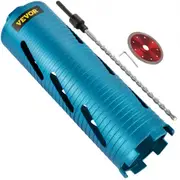 VEVOR Dry Core Drill Bit, 88.9 mm Diameter 11 Threaded, 241.3mm Depth Diamond Coring Bore Tool with a Pilot Bit & Blade, Masonry Hole Saw Bits for H