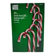 8 Pk Candy Cane LED Pathway Lights 10" Tall Indoor/Outdoor Home Accents Holiday