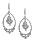 Jenny Packham Silver-Tone Crystal Cluster Orbital Drop Earrings Wedding Party