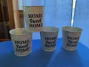 NEW Decorative Metal Pots “Home Sweet Home” Set of 4