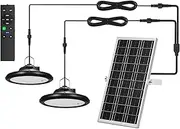 BERZO 1-to-2 UFO Solar Powered Pendant Lights Outdoor Hanging Lamp with Controller 3 Colors Temperature Changing/ 4 Levels Brightness Adjustable/ 1&2&4&8Hrs Timer/ IP66 Waterproof for Patio Garden