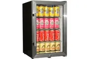 Tropical Glass Door Mini Bar Fridge Chromed Adjustable Shelves Blue Led Light And Holds 80 Cans