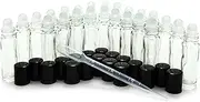 Vivaplex 24, Clear, 10 ml Glass Roll on Perfume Bottles with 3 ml Dropper