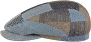 [Stetson] Laughlin Driver Patchwork Flat Cap Made in EU Women Men Summer, Blue, M
