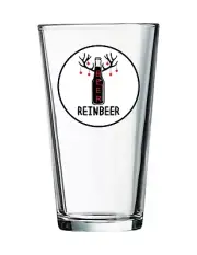 Christmas - Reinbeer - 16oz Pint Beer Glass Pub Barware Seltzer Cocktail Tea