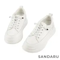 在飛比找momo購物網優惠-【SANDARU 山打努】小白鞋 真皮免綁帶厚底休閒鞋(白)