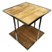 MODERN COFFEE TABLE STAINLESS FRAME AND SOLID WOODEN TOP - 40 % OFF