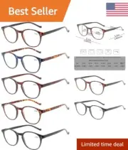 5 Pack Reading Glasses - Standard Fit Spring Hinge Readers for Men and Women