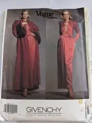 Vogue 1046 Vintage 90s Sewing Pattern Givency long dress & long coat Size 12