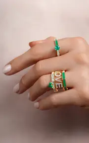 [Aisha Baker] How Charming Lucky 18K Yellow Gold Diamond And Enamel Ring