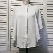 Asos Flutter Sleeve Blouse Women's Size 6 White Button Front Short Sleeve Top
