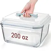 Glass Food Storage Containers Large, Big Glass Containers with Lids for Rotisserie Chicken Meal Prep Turkey Watermelon, XL Extra Large Oven & Freezer Safe Glass Storage Kitchen Containers 200oz/26cup