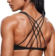 [CRZ YOGA] Women's Removable Pads Yoga Top Cross Strappy Back Sports Bra