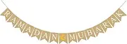 Party Decor Eid Mubarak Banner 2023 Muslims Ramadan Mubarak Decorations Linen Hanging Flag with Ropes Islam Home Decors Party Supplies (Color : Ramadan Mubarak)