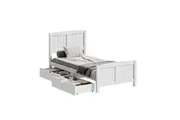 Oikiture Wooden Bed Frame Quenn Double King Single Base with Drawers White META