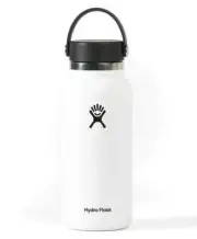 Hydro Flask Stainless Wide Flex LIdWater Bottle White 32oz Outerknown Logo, NEW