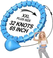 65inch 32 Knots Plus Size Quiet Weighted Hula Infinity Fitness Detachable Hoops, Smart Noiseless Infinity Hula for Women, 2 in 1 Waist and Abdominal Workout Equipment at Home