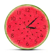 Summer Time Watermelon Modern Wall Clock with Numbers Tropical Kitchen Wall Art