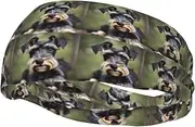 [WURTON] Adorable Schnauzer Print Sports Sweatband - Multi-Functional Sport Headbands Kids, Men, Women Running, Yoga