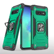 MCC Shockproof Samsung Galaxy S10 Heavy Duty Tough Case Cover Ring Holder [Dark Green]
