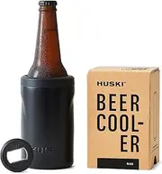 Huski Beer Cooler 2.0 | NEW | Premium Can and Bottle Stubby Holder | Triple Insulated Marine Grade Stainless Steel | Detachable 3-in-1 Opener | Works as a Tumbler | Gifts for Beer Lovers (Matte Black)