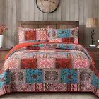 NEWLAKE Cotton Bedspread Quilt Sets-Reversible Patchwork Coverlet Set, Medite...