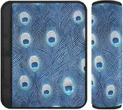 Blue Peacock Feather 2 Pack Belt Strap Cover, Protects Your Neck and Shoulders, car seat seat Belt Pads for Airplane Van Auto