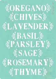 Herb Stencil, Kitchen, Garden Stencil, Basil, Lavender, Pochoir aux herbes .36