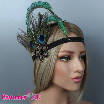 20s Headband Feather Peacock Bridal Great Gatsby Flapper Headpiece Gangster