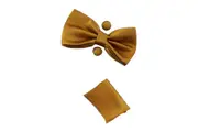 Mens Copper Matching Bow Tie, Pocket Square & Cuff Links Set